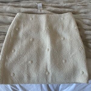 Ivory Tweed Loft Skirt, Size 6